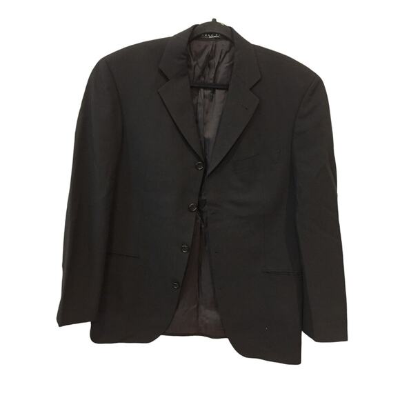 Saks Fifth Avenue Blazer Black L Long Sleeve Natural Stretch Collared Mens - Picture 1 of 8